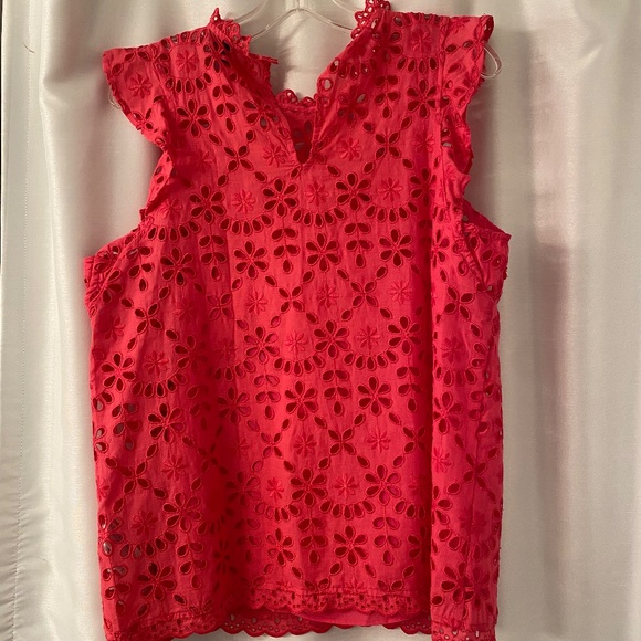 J. Crew Pink Eyelet tank top - Picture 3 of 4